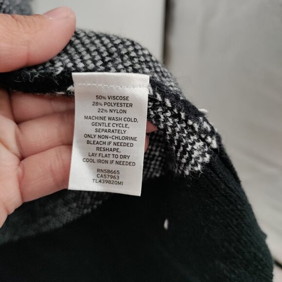 New Leith Knit Window Pane Cozy Long Sleeve Stripe Cardigan Size XS Women Black - Picture 8 of 14